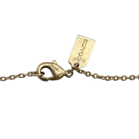 Auth COACH - Gold Light Pink Hardware Color Stone Necklace - Picture 4 of 4